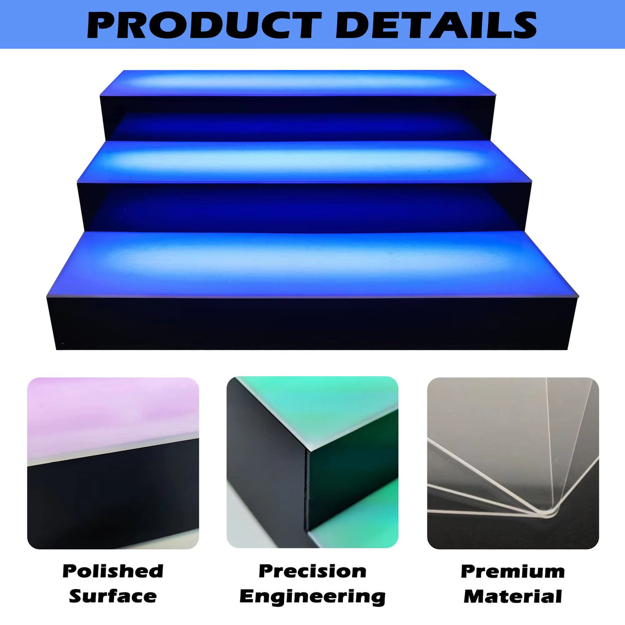 Royxen LED Lighted Liquor Bottle Shelf 3 Tier, 16 Inch Bar Shelf with Remote, Bottle Stand Multi-Color Lighting Modes for Bars Royxen