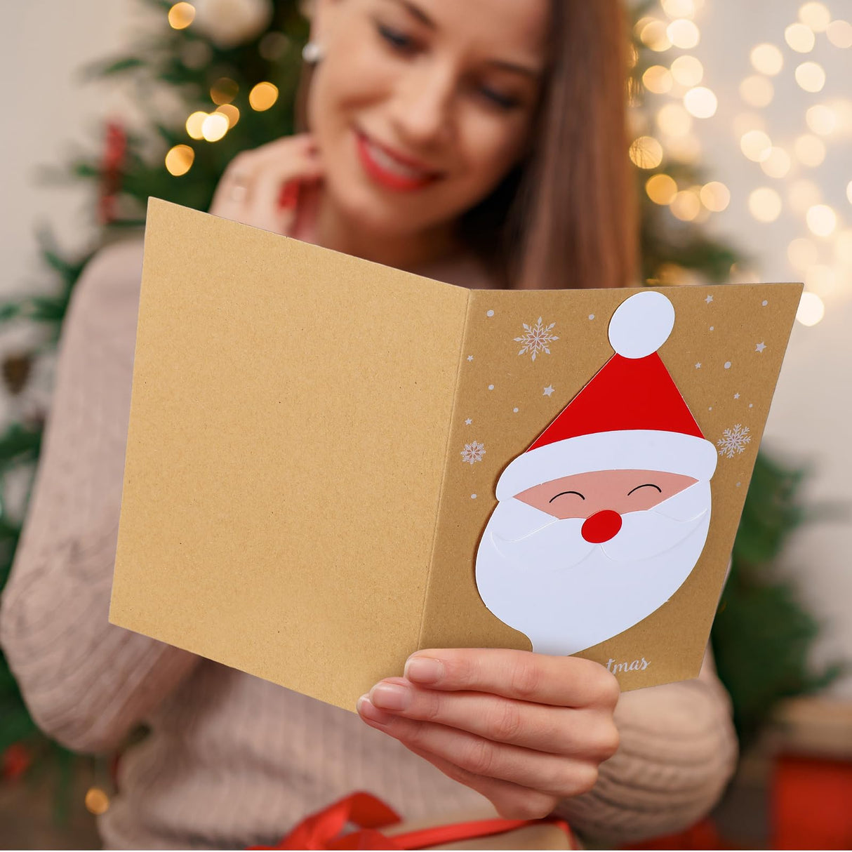 Dispowreath 24 Pcs DIY Christmas Card Making Kits with Envelopes DIY Christmas Craft Make Your Own Santa Claus Greeting Card Making Supplies for Holiday Xmas Party Decoration Favor Dispowreath