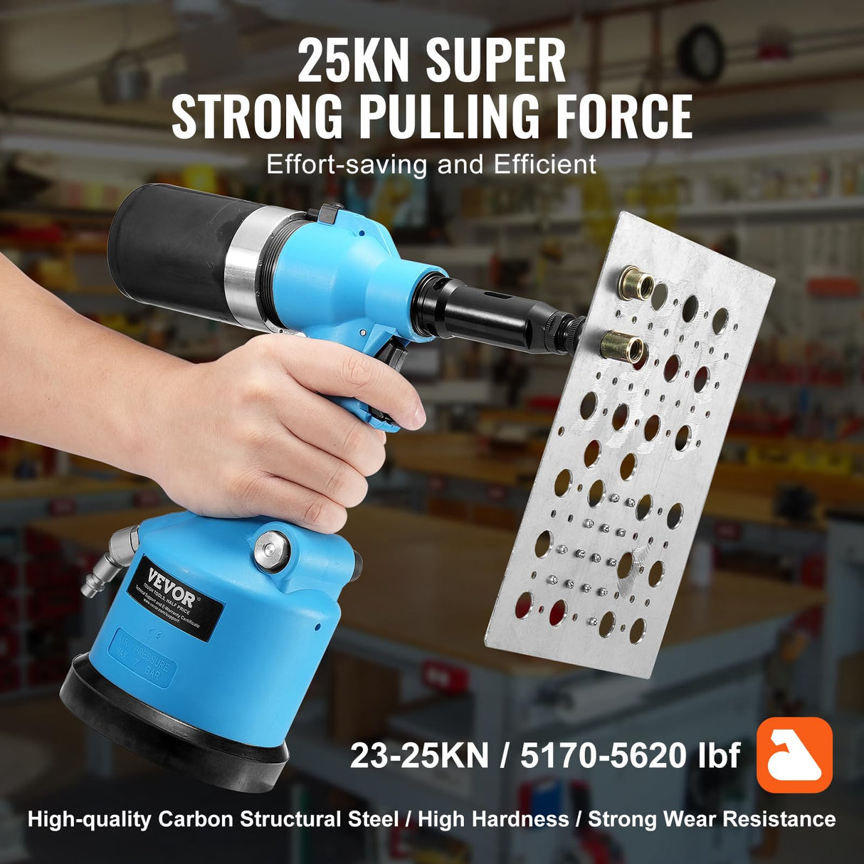 VEVOR Air Riveter, Pneumatic Air Riveter, 20.2KN Pulling Force Pop Rivet Gun Tool Kit, Heavy Duty Air Hydraulic Rivet Gun for Mechanic Tool, Construction, Home Improvement - With 13 Size Nose Pieces VEVOR