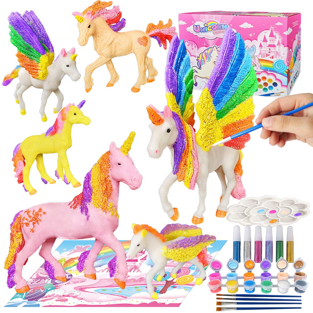 Yileqi Unicorn Painting Kit - Paint Craft for Girls, Arts and Crafts for Kids Age 4-9 - DIY Unicorn Party Favors and Activities Yileqi