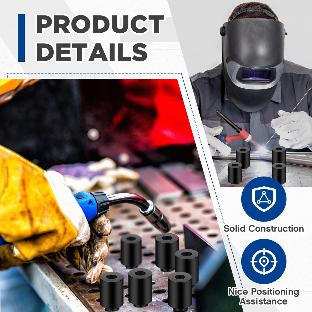 Hicarer 10 Pcs 5/8" x 1" x 1.5" Welding Table Fixture Pins Welding Table Clamps Stop Alignment Square Quick Setup Welding Table Accessories Hicarer