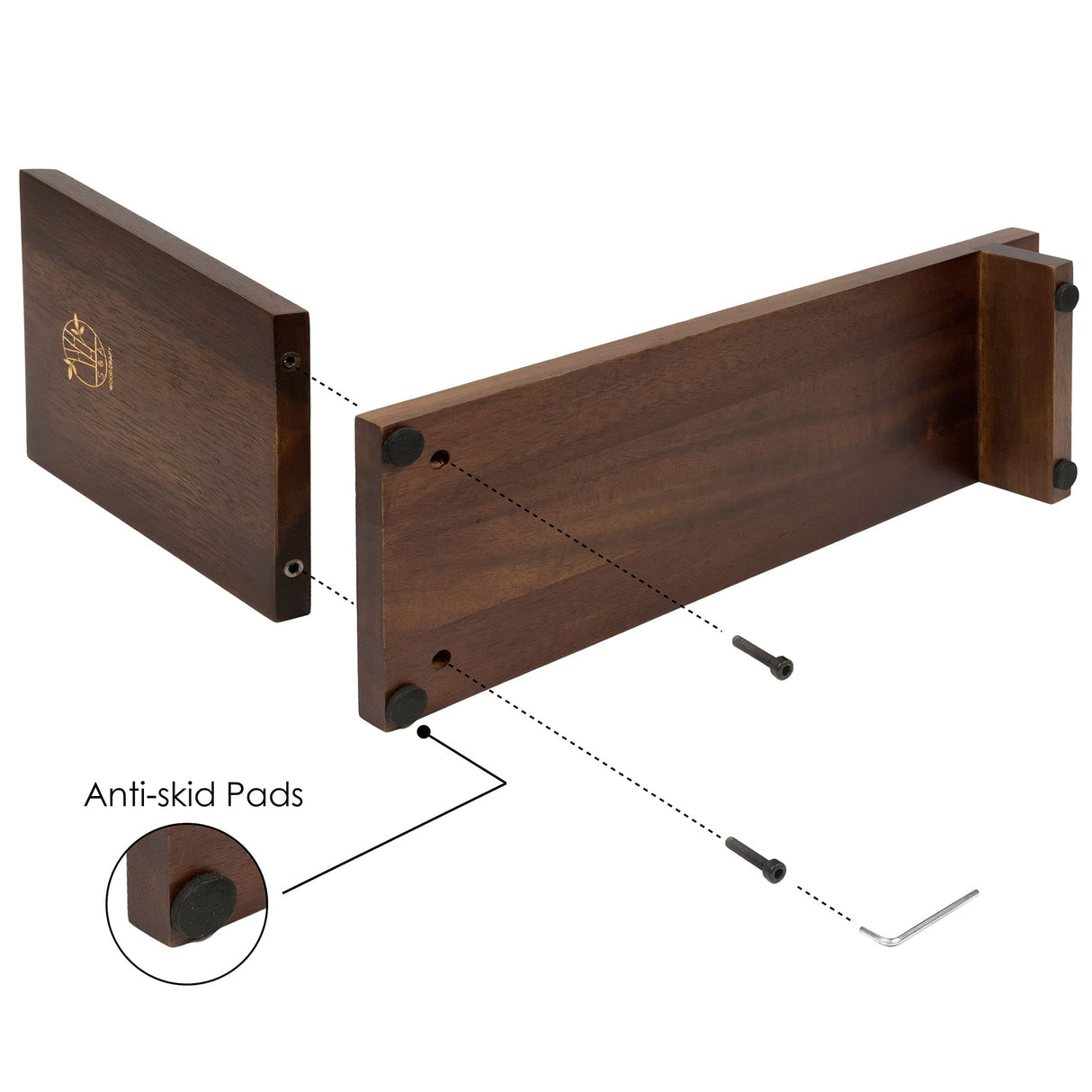 S&A WOODCRAFT Acacia Desktop Wood Bookshelf with Bookends and Organiser for Home and Office S&A WOODCRAFT