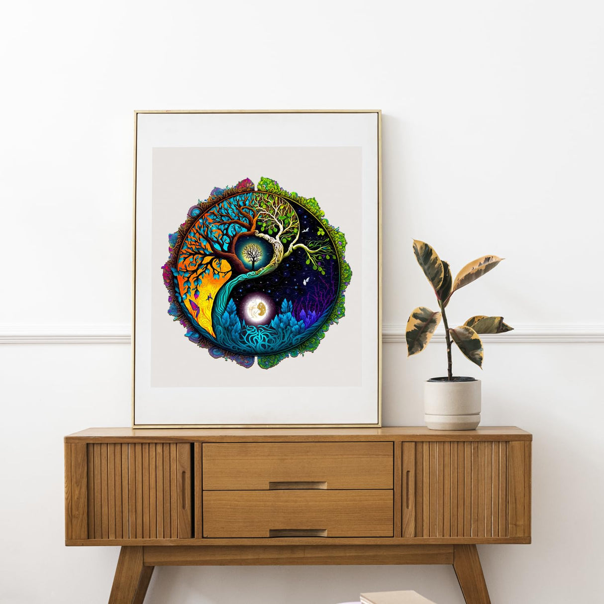 JIGFOXY Wooden Puzzle for Adults, Tree of Life Wooden Jigsaw Puzzles, Unique Zen Shape Puzzles, Christmas Thanksgiving Gifts for Family Friend(S-7.9 * 7.9in-100psc) Jigfoxy