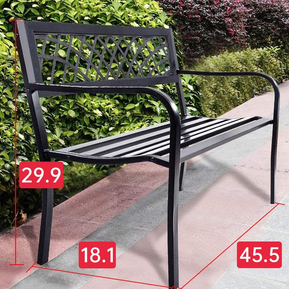 FDW Garden Bench Outdoor Bench with Plastic Backrest for Patio Metal Bench Park Bench or Yard Porch Clearance Work Entryway FDW