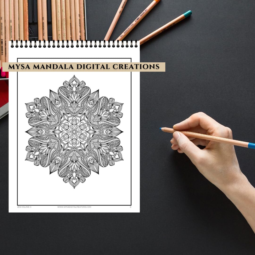 Intricate Patterns Adult Coloring Book - Zen Mandalas Series - Volume III WoodArtSupply