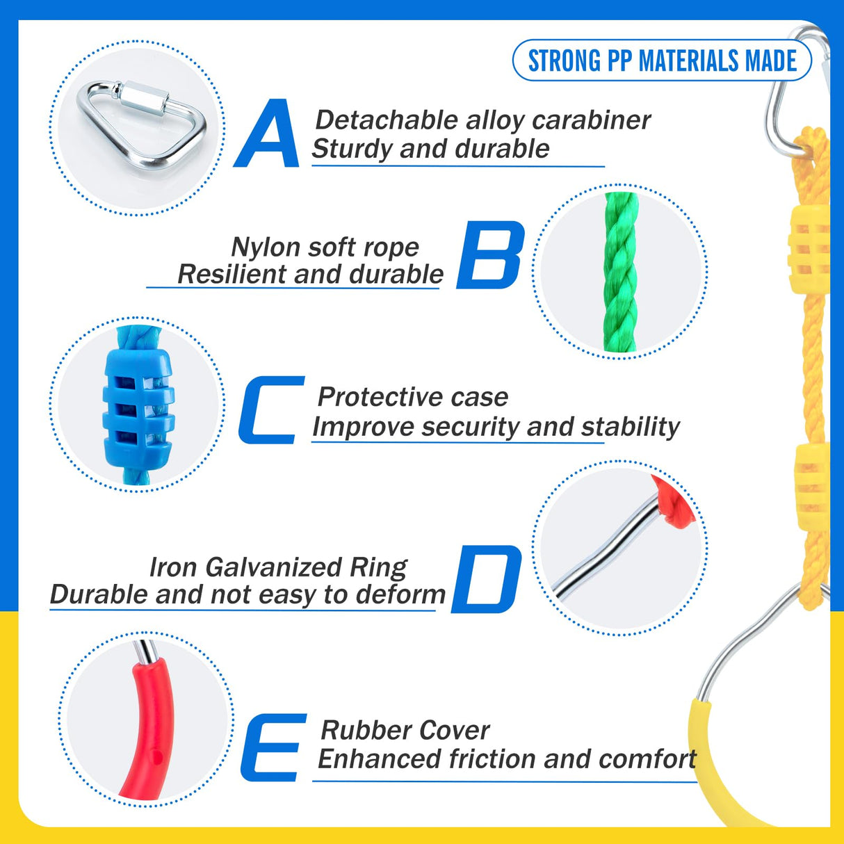 VECKYJL Ninja Obstacle Course Attachments - 7 Course Rings, 2 Monkey Bars, 2 Warrior Wheels, Outdoor Training Set VECKYJL