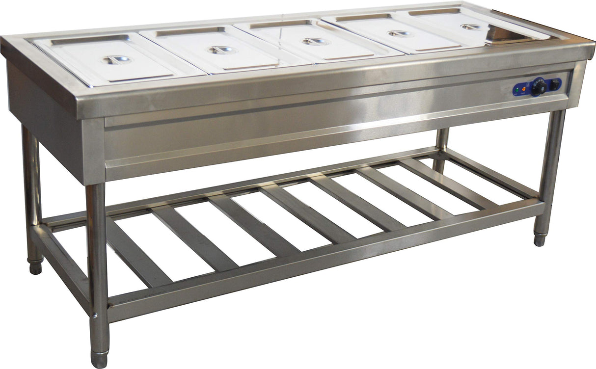 INTBUYING 72 inch 5 Pan Restaurant Electric Steam Table Buffet Food Warmer 110V with Pans INTBUYING