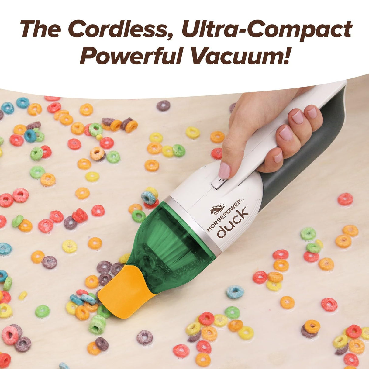 Duck Compact Cordless Vacuum by Horsepower, Ultra-Powerful, Strong Suction, AS-SEEN-ON-TV, Easy To Store, Rechargeable. Home, Auto, Pet Hair, Fits In Tiny Crevices, Includes Hose, Crevice Tool & Brush Horsepower