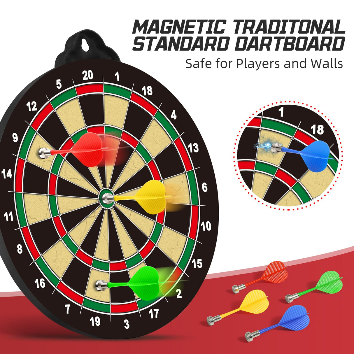 OleFun Dart Board Toys for Boys Age 8-12, 2 in 1 Magnetic & Felt Dartboard, Indoor and Outdoor Game for Kids, Ideal Birthday, for Age 8, 9, 10, 11, 12 Years Old OleFun