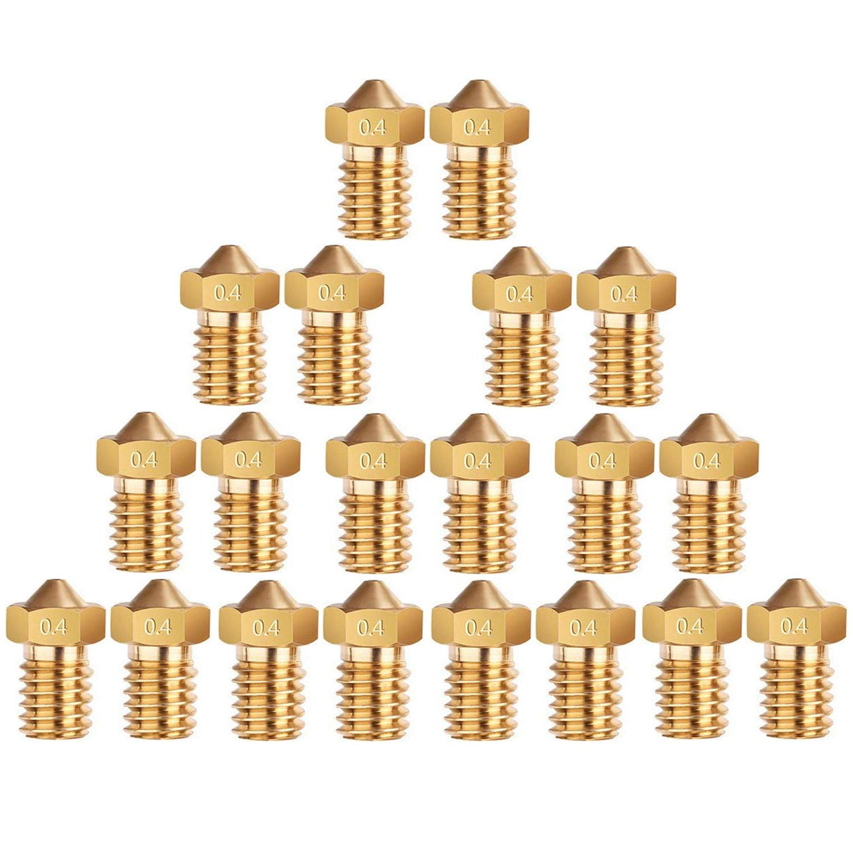 E3D Nozzles, ExcelFu M6 0.4mm Brass Nozzle Extruder Print Head for 1.75mm Filament E3D V5-V6 3D Printer, Pack of 20 EXCELFU