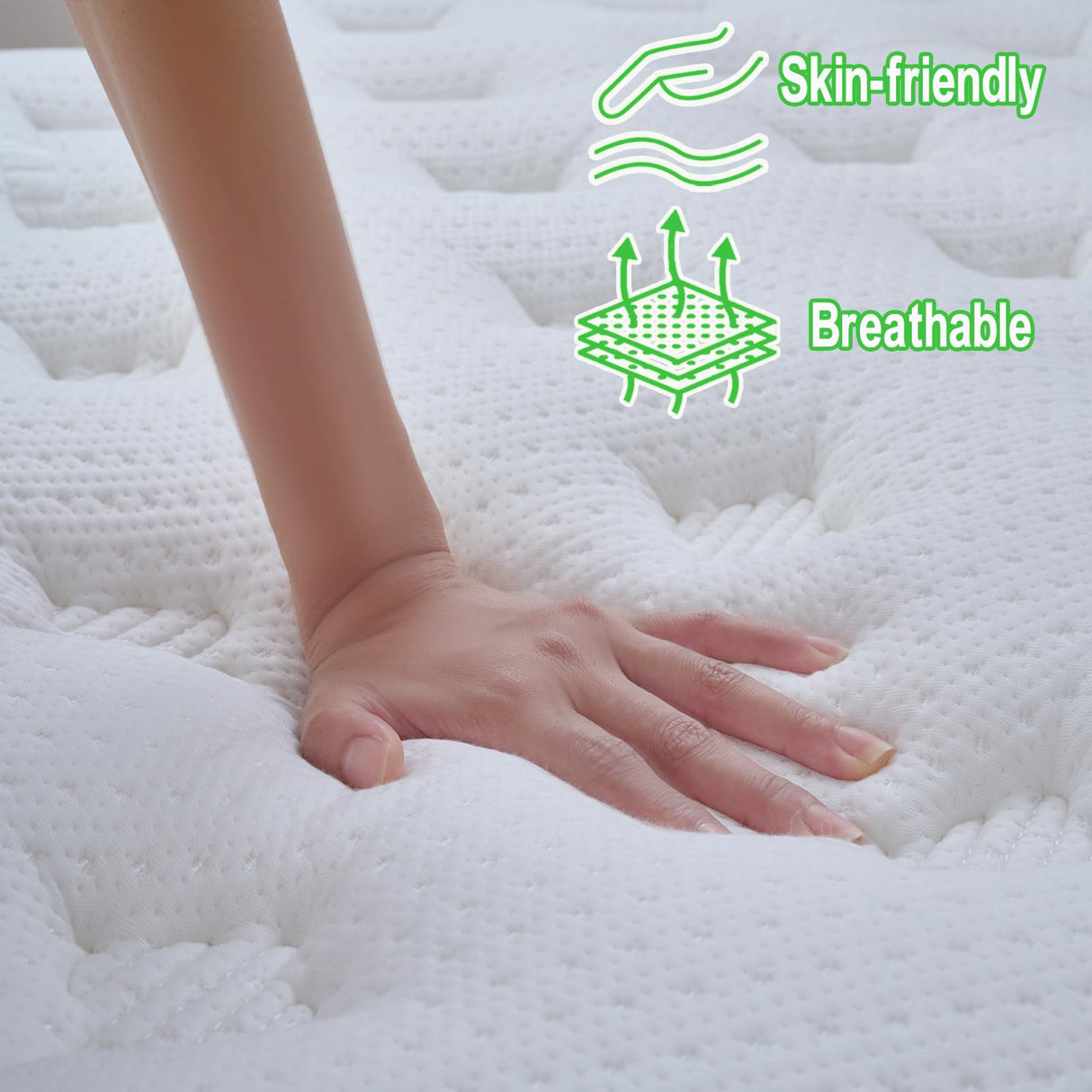 DINBooonLUX Queen Mattress,12 Inch Memory Foam Hybrid Mattress in a Box, Motion Isolation Individually Pocke Coils Mattress,Pressure Relief,Back Pain Relief,Breathable,Medium Firm Non-Fiberglass DINBooonLUX