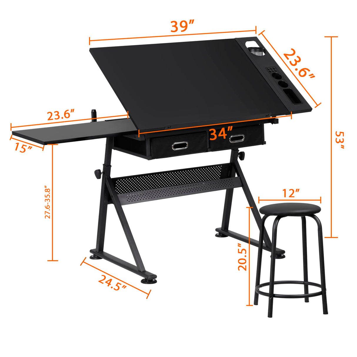 Nova Microdermabrasion Height Adjustable Drafting Table - Art/Craft Desk with Stool and 2 Slide Drawers for Reading, Writing, Crafting, Painting Nova Microdermabrasion