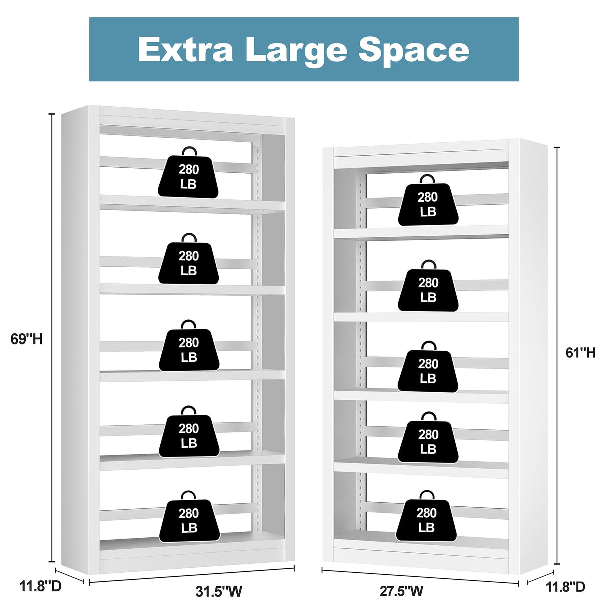 LyAosdFu Bookcase, 5-Shelf Industrial Bookshelf, Large Storage Space, Adjustable Bookshelves, Perfect for Living Room, Home Office, Garage, Ideal for WFH Essentials & Home Office Upgrade LyAosdFu