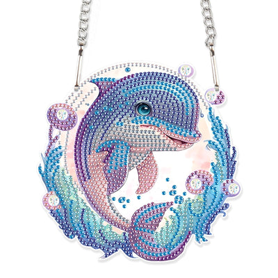 AiYuanzsh DIY 5D Dolphin Diamond Art Painting Hanging Sign Kits Special Shaped Diamond Art Window Hanging Ornament Pendants Home Garden Wall Door Hanging Kits Gift, HGJ152