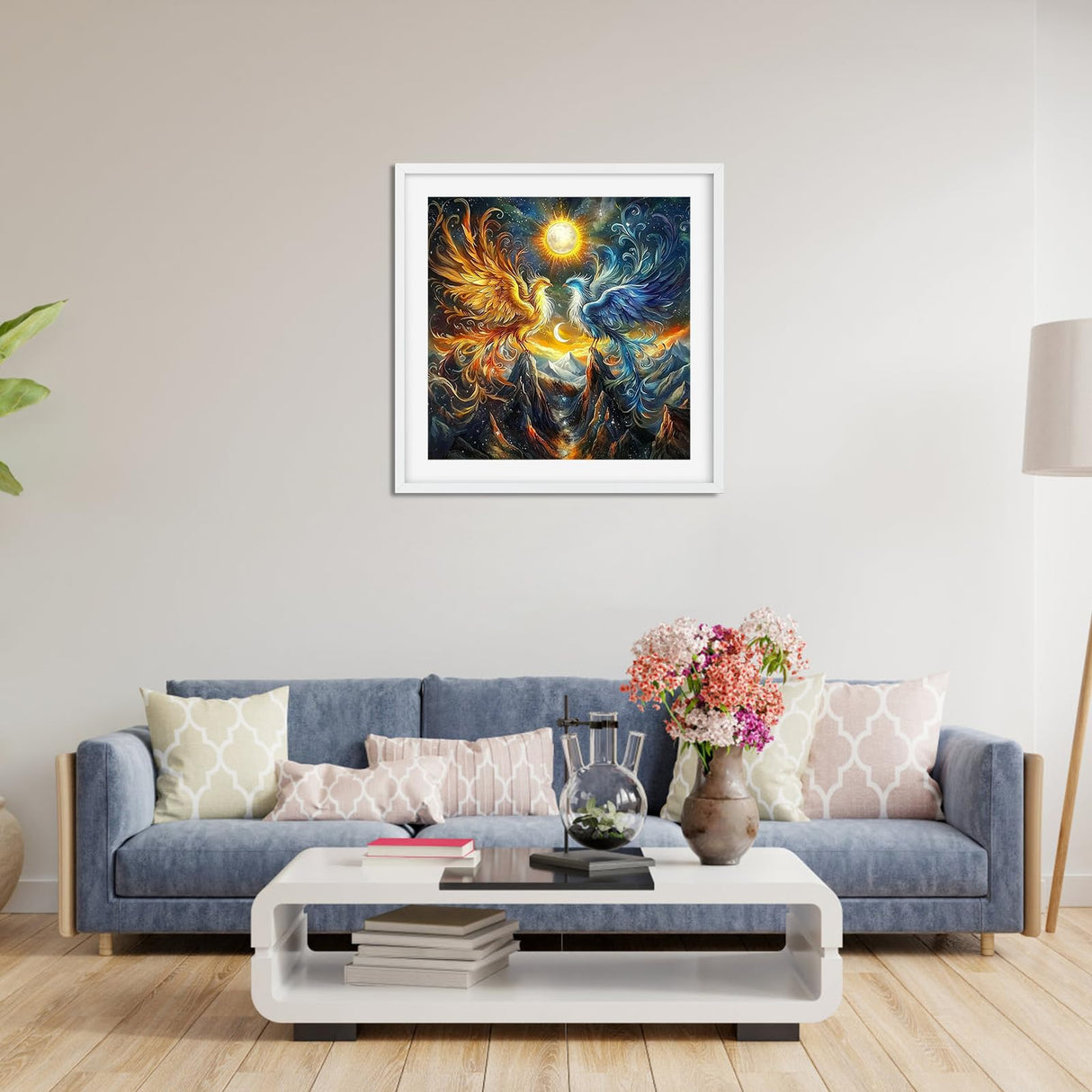 Bowetile 5D Diamond Art Phoenix Kits for Adults Beginners, Animals Diamond Painting Phoenix Kits, DIY Full Round Drill Diamonds Dots Paintings Picture Gem Art Craft for Home Wall Decor 12x12 Inch Bowetile