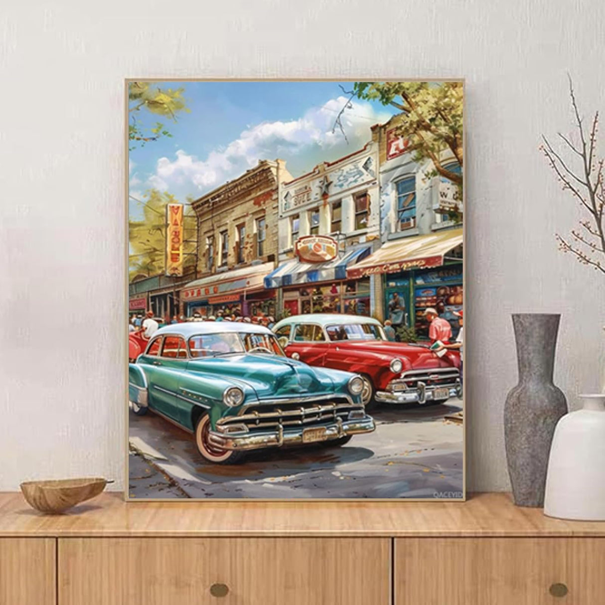QACEYID Classic Cars Paint by Numbers Kit for Adults, Modern Paint by Number on Canvas, Abstract Art Digital Oil Painting Kits Suitable for Home Wall Decoration Gift 16"x20" QACEYID