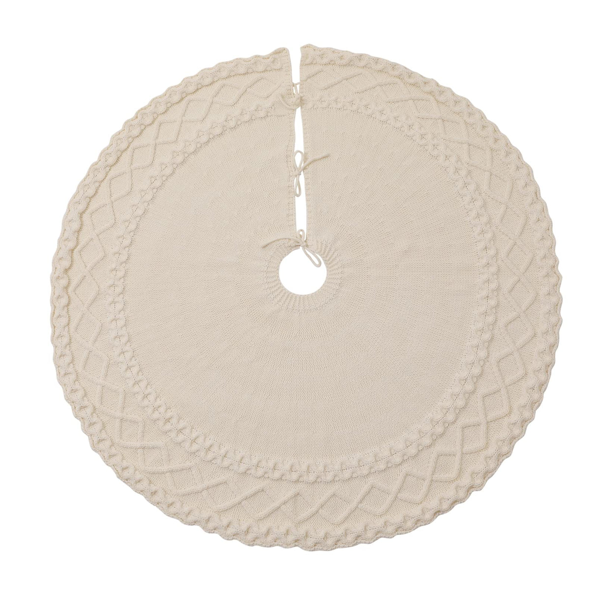NIBESSER White Knit Tree Skirt 48" - Ivory Knitted Christmas Tree Skirt Mat for Home Party Holiday Ornaments Christmas Decorations NIBESSER