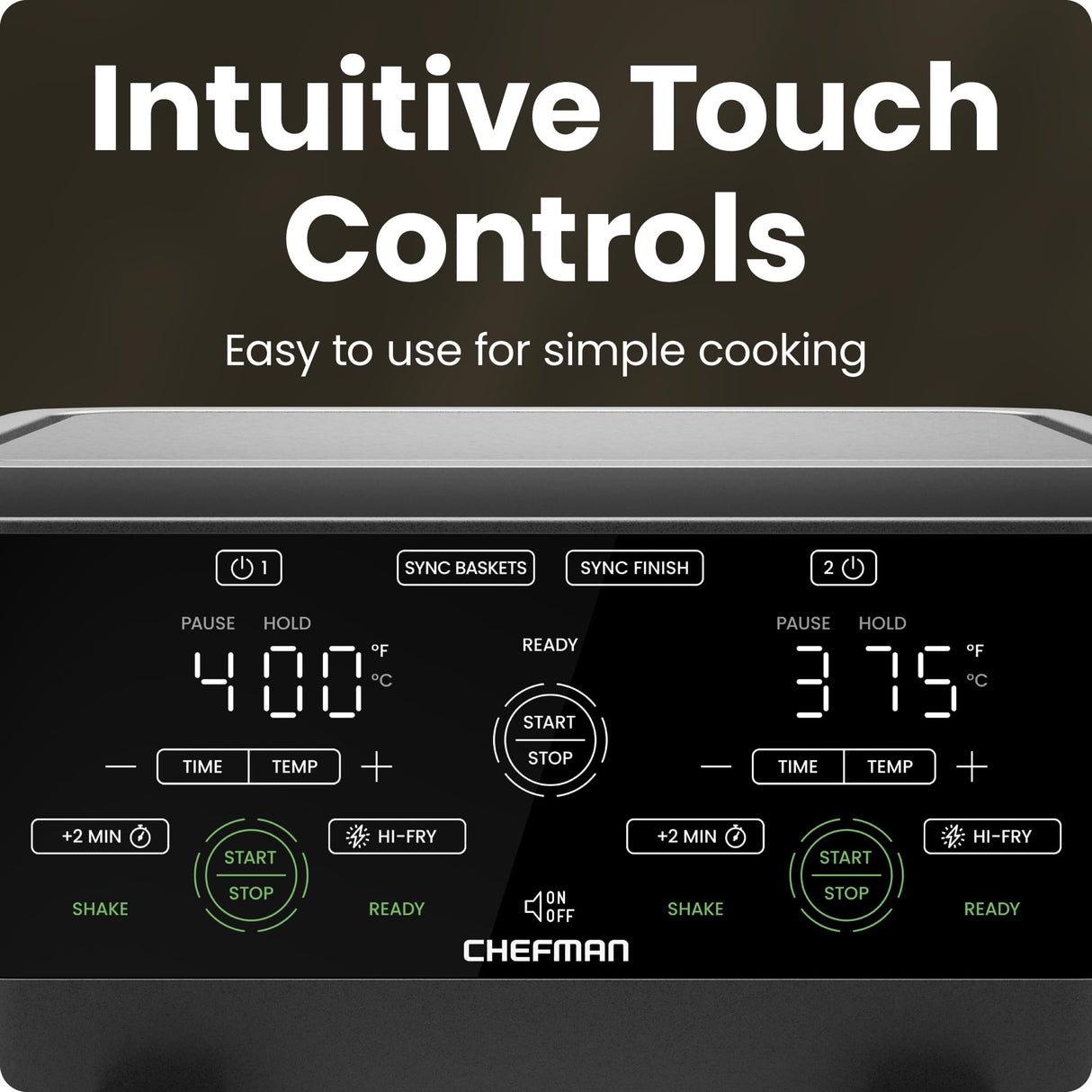 CHEFMAN 6 Quart Dual Basket Air Fryer Oven with Easy View Windows, Sync Finish, Hi-Fry, Auto Shutoff, 2 Independent 3Qt Nonstick Dishwasher Safe Frying Baskets, Digital Double Air Fryer - Black Chefman