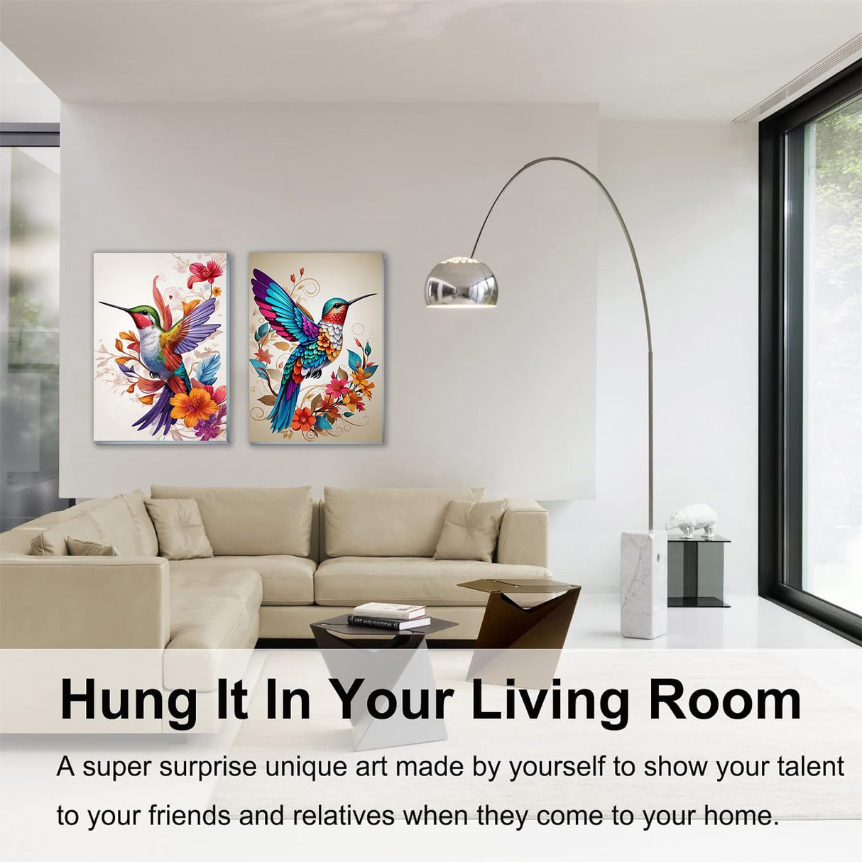 Paint by Numbers Kit for Adults - 2 Pack Hummingbird Paint-by-Number Kits - Acrylic Easy Paint by Numbers Framed - Canvas Arts and Crafts 8x12 Inch KYOQFVN