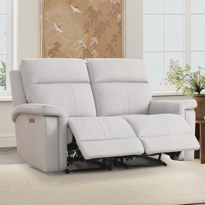 ANJ Beige Power Reclining Loveseat Sofa Couch, Oversized 2-Seater Recliner for Living Room with Overstuffed Armrests, Pet Friendly Small Space Recliner Couch, Full-Body Support Loveseat