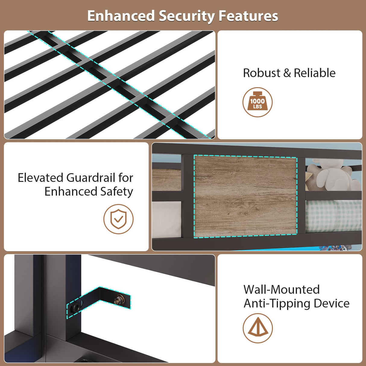 Dnxao Full Loft Bed with Desk and 5 Storage Drawers, Loft Bed Full Size with Desk,1 Bedside Organizer,Removable Ladder,LED Lights and Charging Station,Clothes Rail,Safety Guard,Oak Gray Dnxao