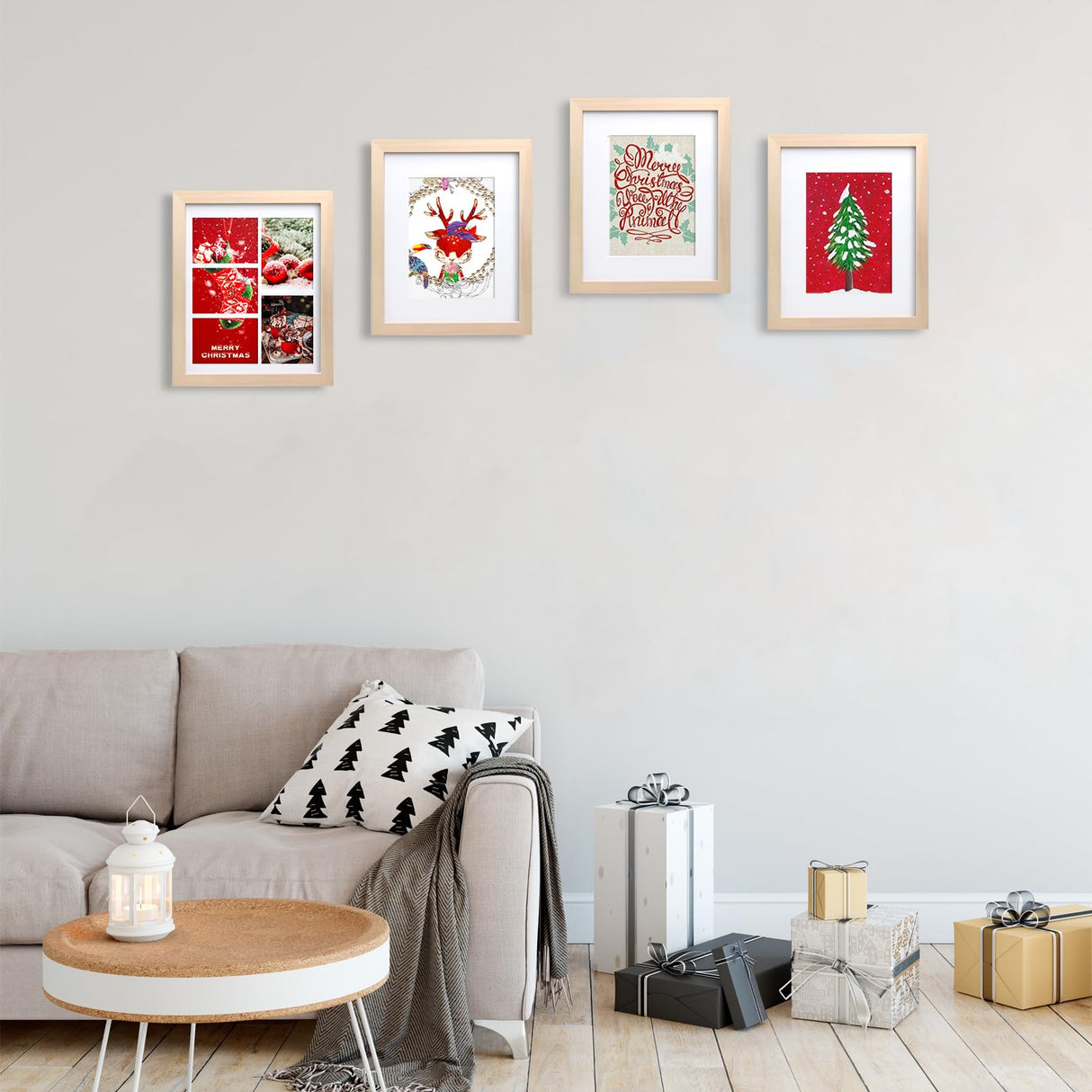 KINLINK 8x10 Picture Frames Natural Wood Frames with Acrylic Plexiglass for Pictures 4x6/5x7 with Mat or 8x10 without Mat, Tabletop and Wall Mounting Display, Set of 4 KINLINK