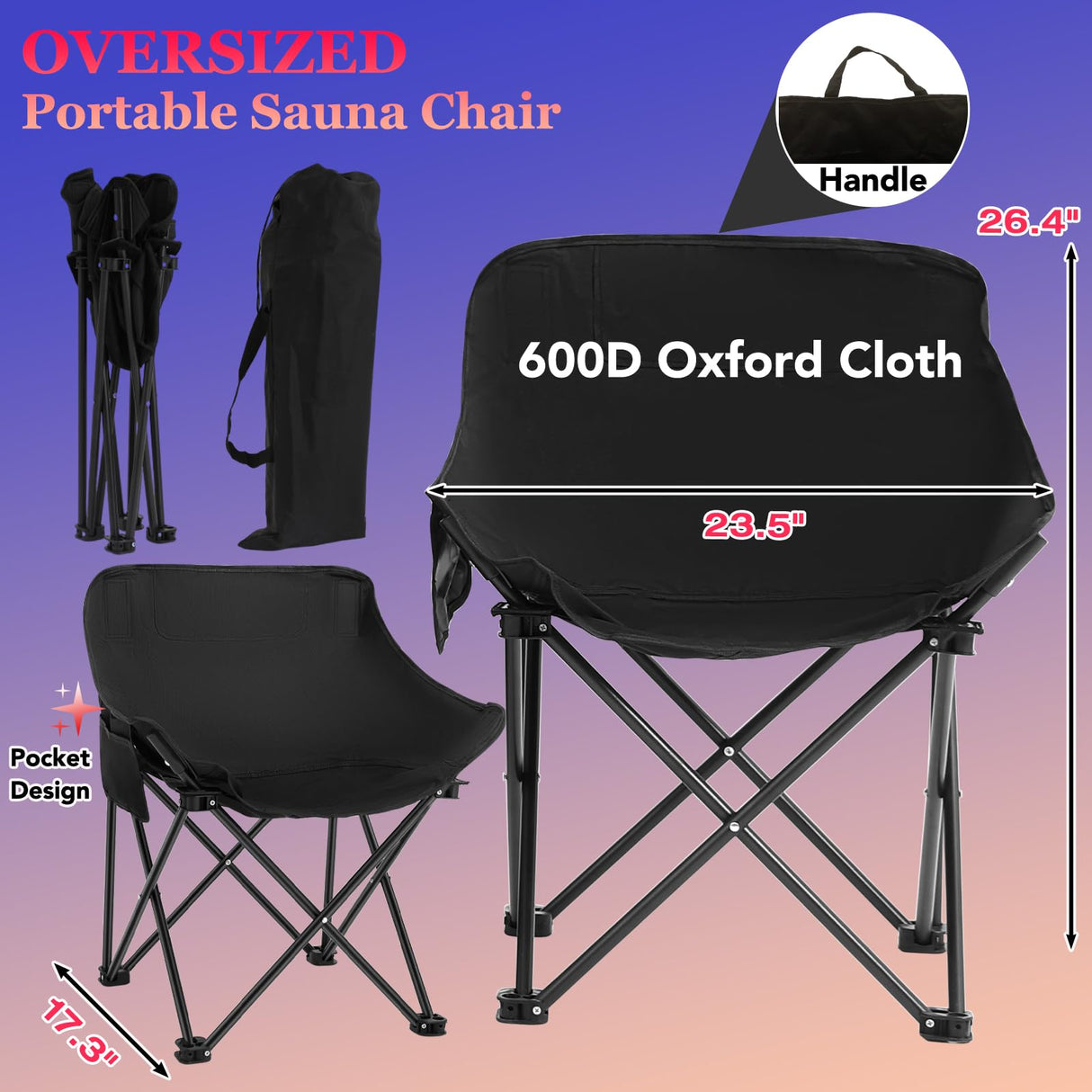 Sauna, Portable Steam Sauna, Full Size Sauna Tent for Home, Personal Sauna with 2.6L & 1000W Steamer, RGB LED Light, Remote Control, Foldable Chair, Foot Massager Roller, Mat, Suitable for Gym, Yoga Eitpaw