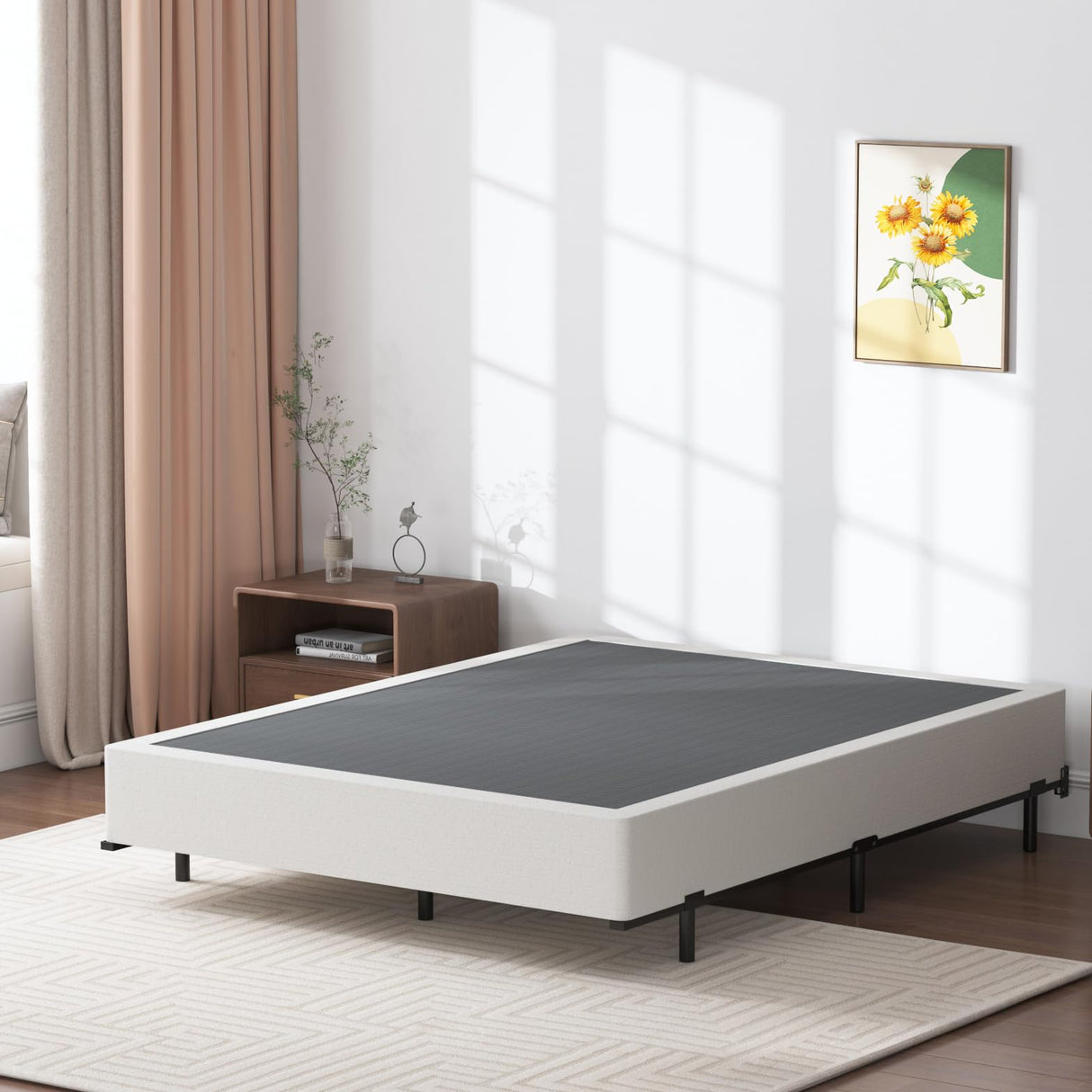 SHLAND Box Springs King 9 Inch High Profile King Size Box Spring Strong Metal Frame Mattress Foundation with Fabric Cover, Box Spring King Size Bed, Easy Assembly SHLAND