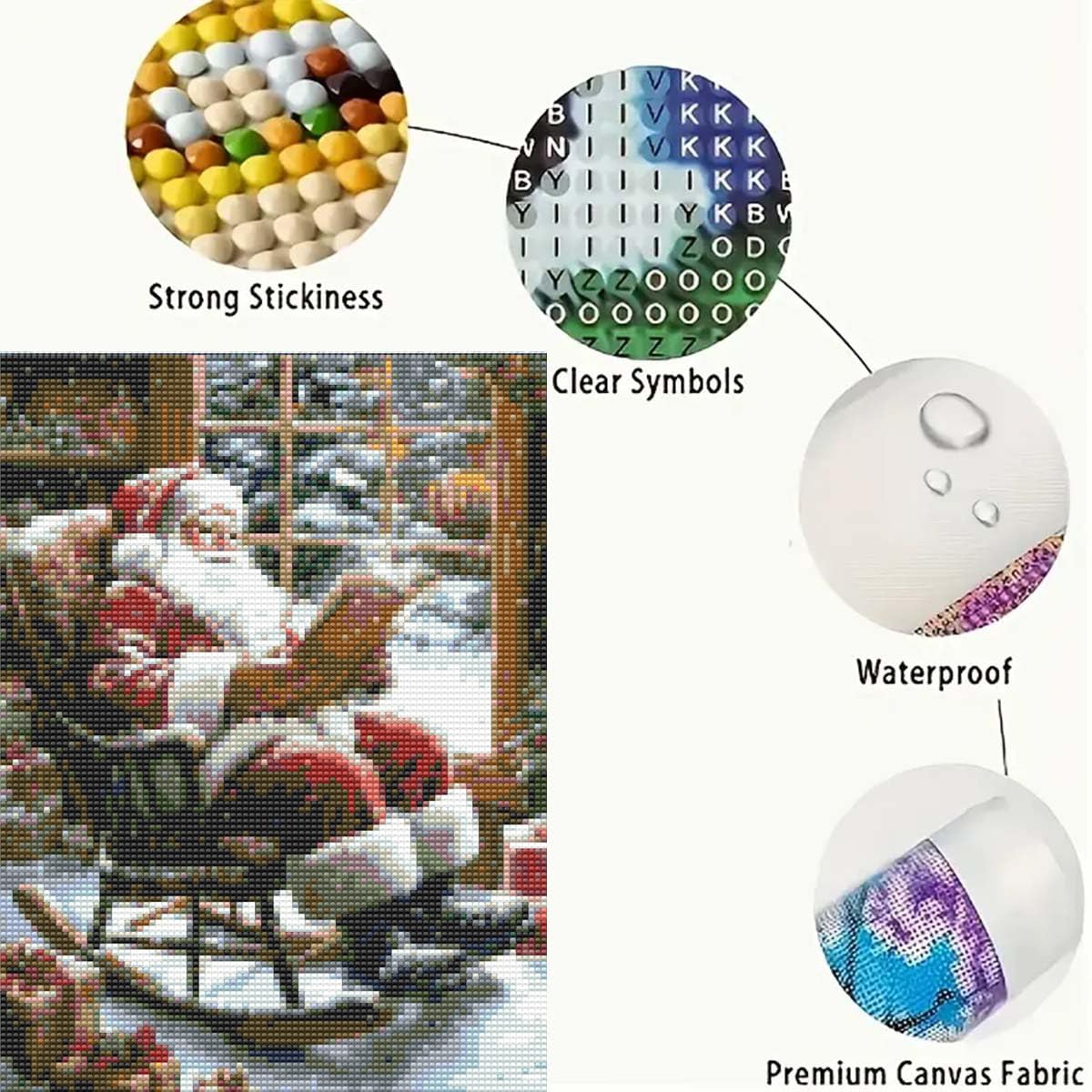 Christmas Diamond Art Kits for Adults, Diamond Painting Kits for Santa Claus is Reading a Book, 5D DIY Full Round Drill Diamond Dot Painting Gem Art Kits for Adult Home Wall Decor 12 X 16 Inch GEMFAMILY