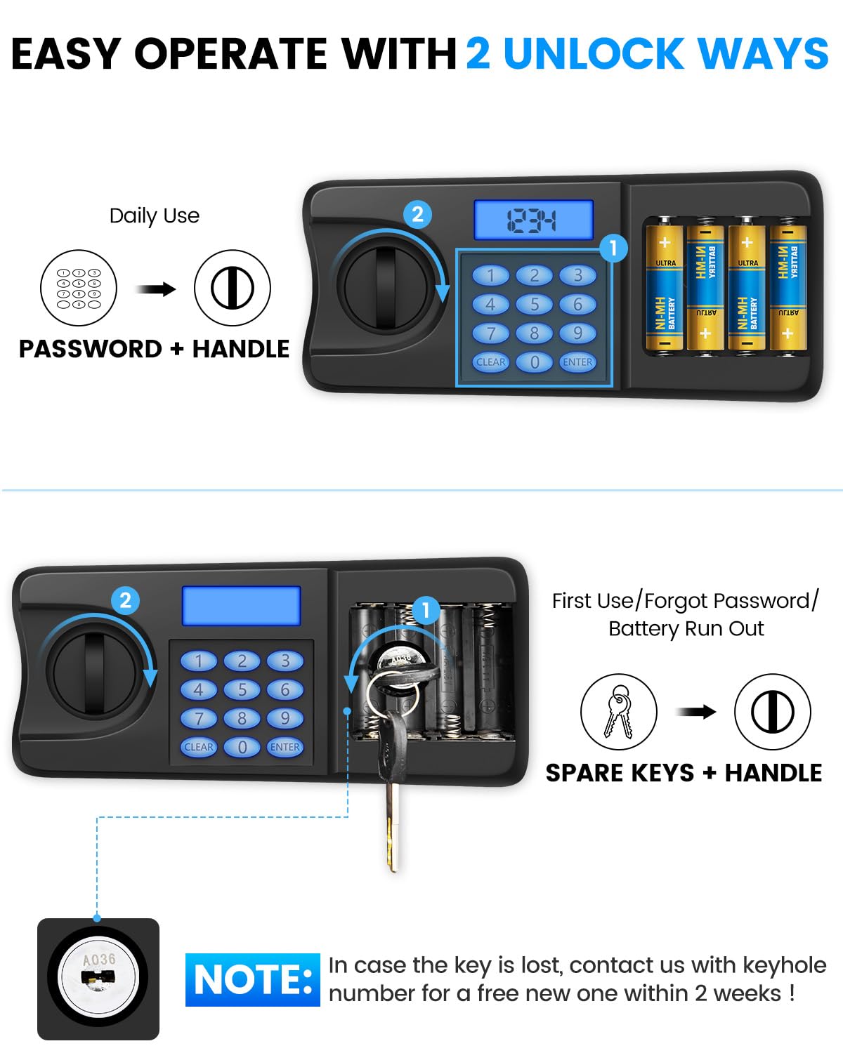 Safe Box, 3.2 Cuft Home Safe with Fireproof Waterproof Bag, Anti-Theft Digital Security Safes with Smart Alert System, Removable Shelf, Mute Function, Document Safes for Money Jewelry FOWORE