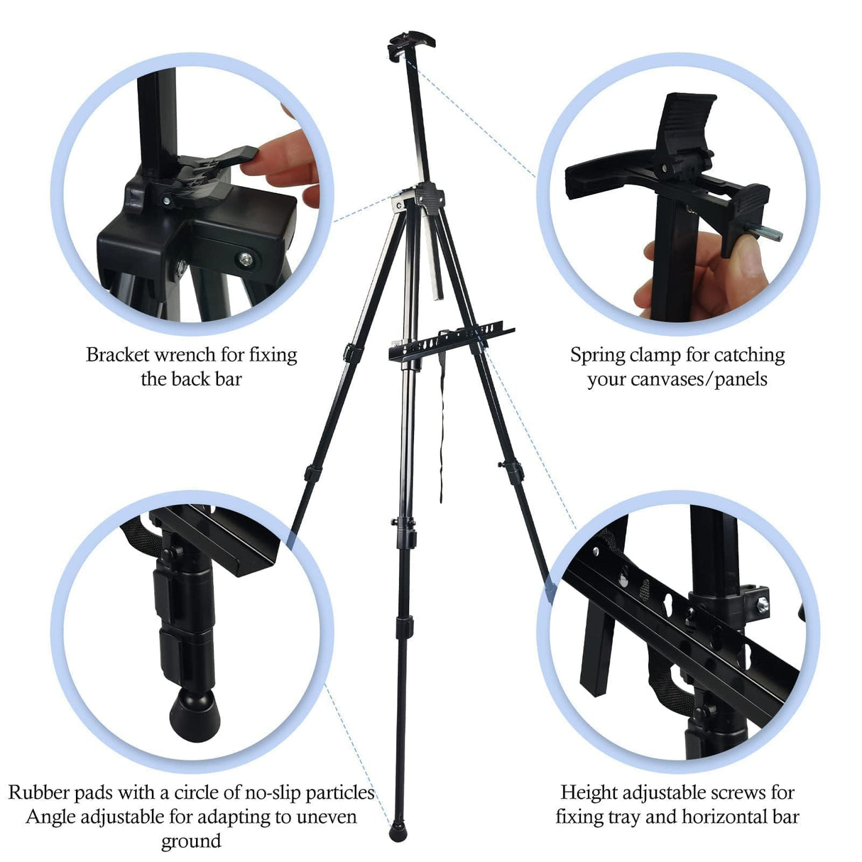 Art Painting Display Artist Easel Stand,Ns Jymb Portable Metal Adjustable Easels for Painting Canvases Height from 17 to 66 Inch - Carry Bag for Table-Top/Floor Displaying and Wedding Signs - Black Ns Jymb