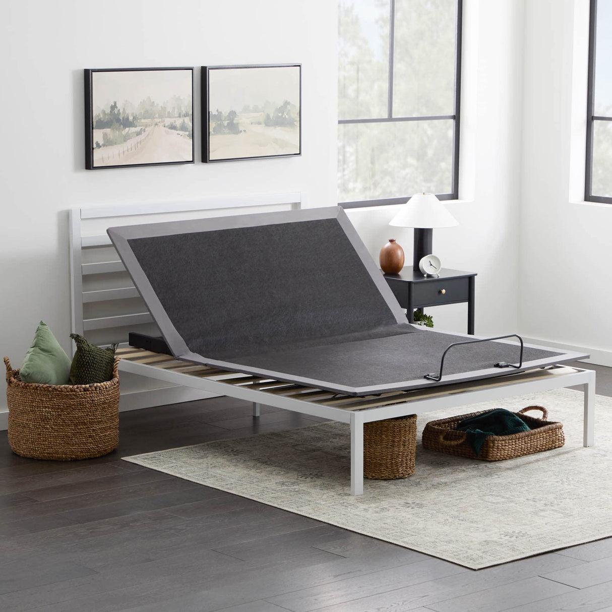 Edenbrook Cassidy Metal Platform Bed Frame with Metal Headboard - Box Spring Not Required - Wood Slat Support, White, Queen Edenbrook