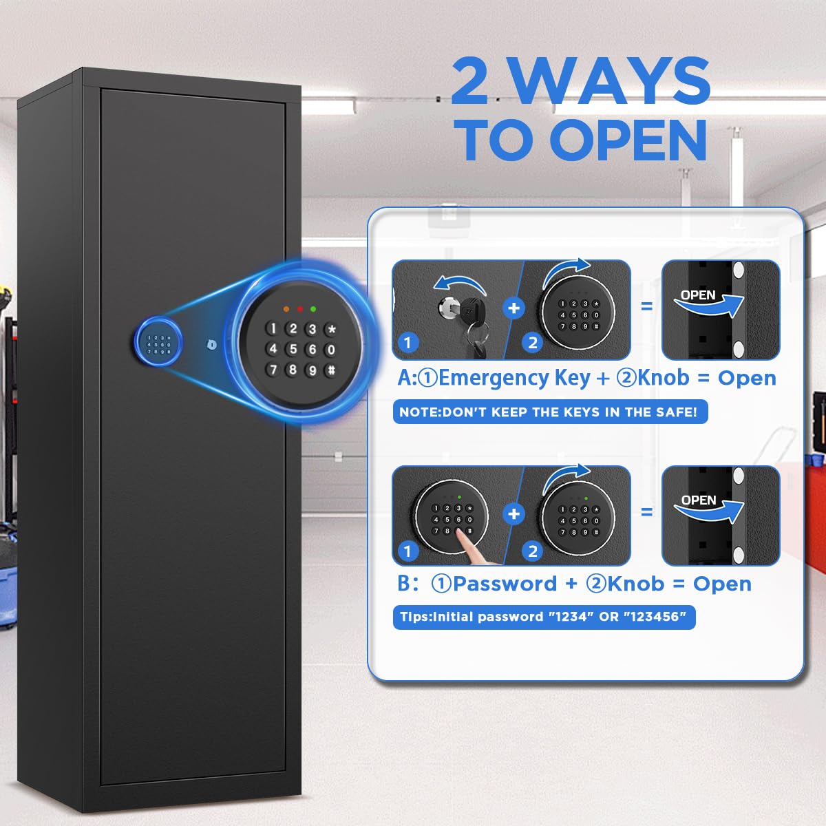 MSYCOST 8-10 Gun Rifle Safe for Home Security, Gun Safe for Rifles and Pistols - Quick Access Digital Keypad | Easy Assembly Gun Safe with Adjustable Shelves (Fits Shotguns & Ammo) MSYCOST
