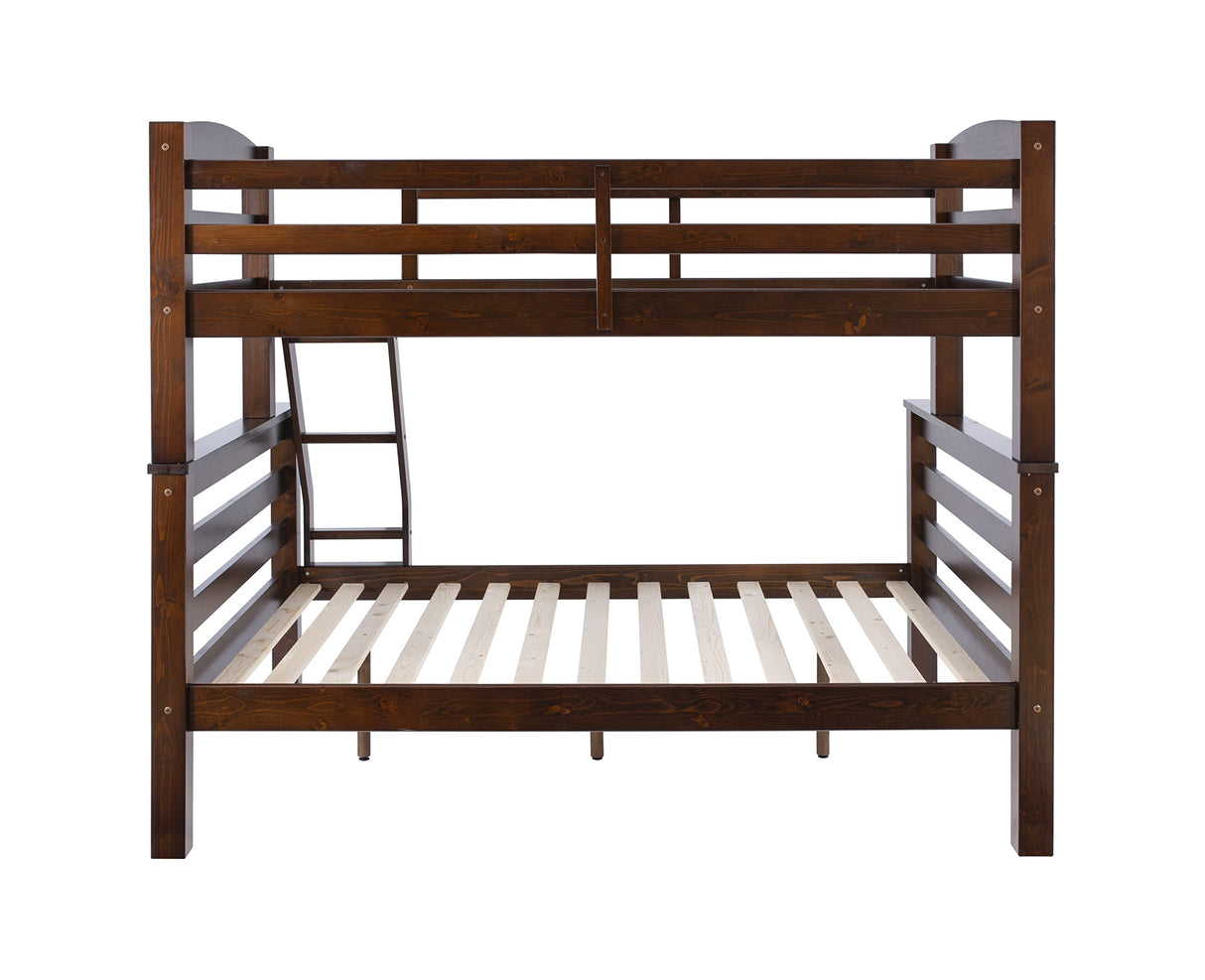 Powell Espresso Twin/Full Bunk Bed with Built-In Ladder and Detachable Design Powell