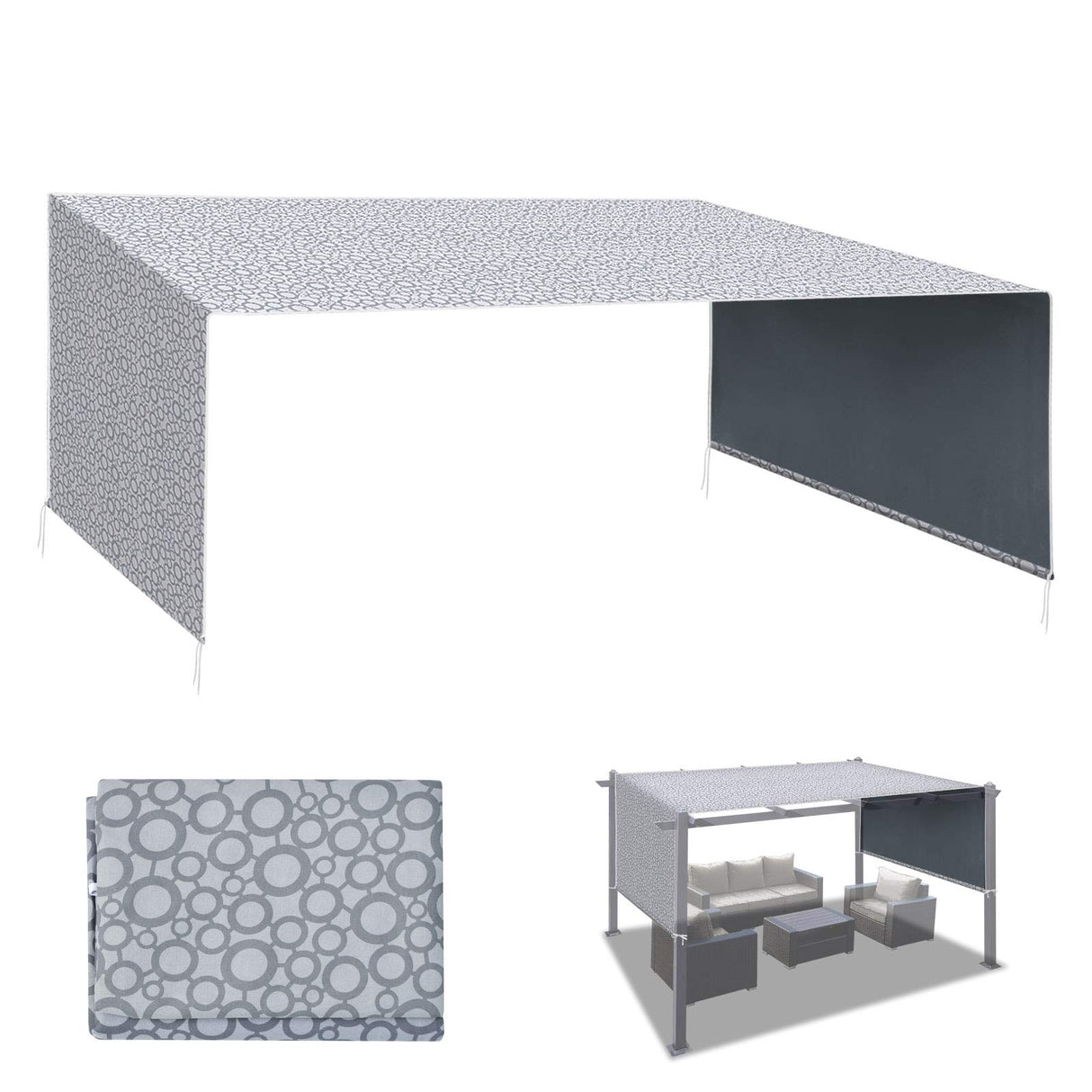 BenefitUSA 18' x 8.2' Universal Replacement Canopy Top Cover for Pergola Structure (Circle Pattern) BenefitUSA