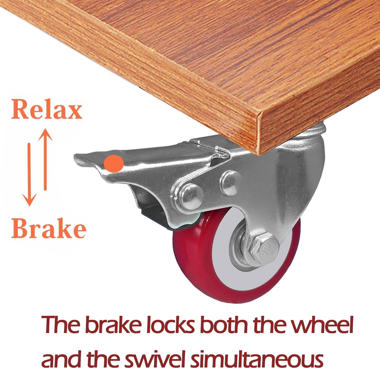 ABSLIMUS 2 inch Casters Load 800lbs, Set of 4 with Brake, Advanced Polyurethane (PU) Floor Protection, Noise-Free 360 Degree Swivel Plate Heavy Duty Caster Wheels (Free 16 Screws and a Screwdriver) ABSLIMUS