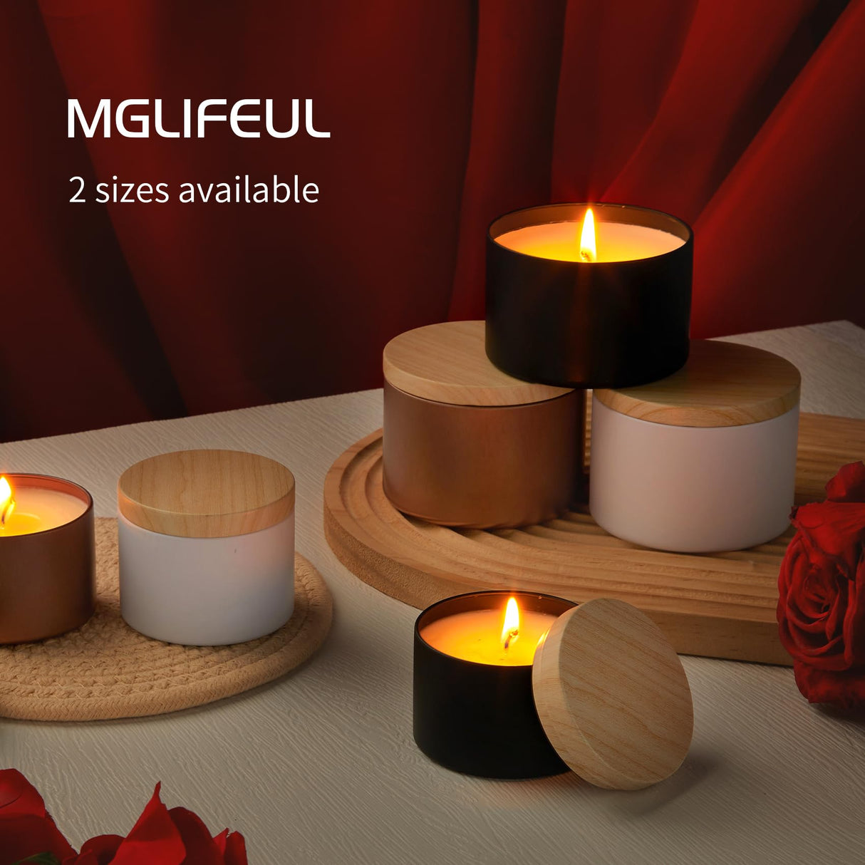 MGLIFEUL Candle Tins Jars Container Vessels for Making 4 8 Oz Black Empty Candle Tins Can Gift Box Packaging Plate with Lids Wax Container Bulk Making DIY Candle Supplies Accessories(Black,4oz,12pcs) MGLIFEUL