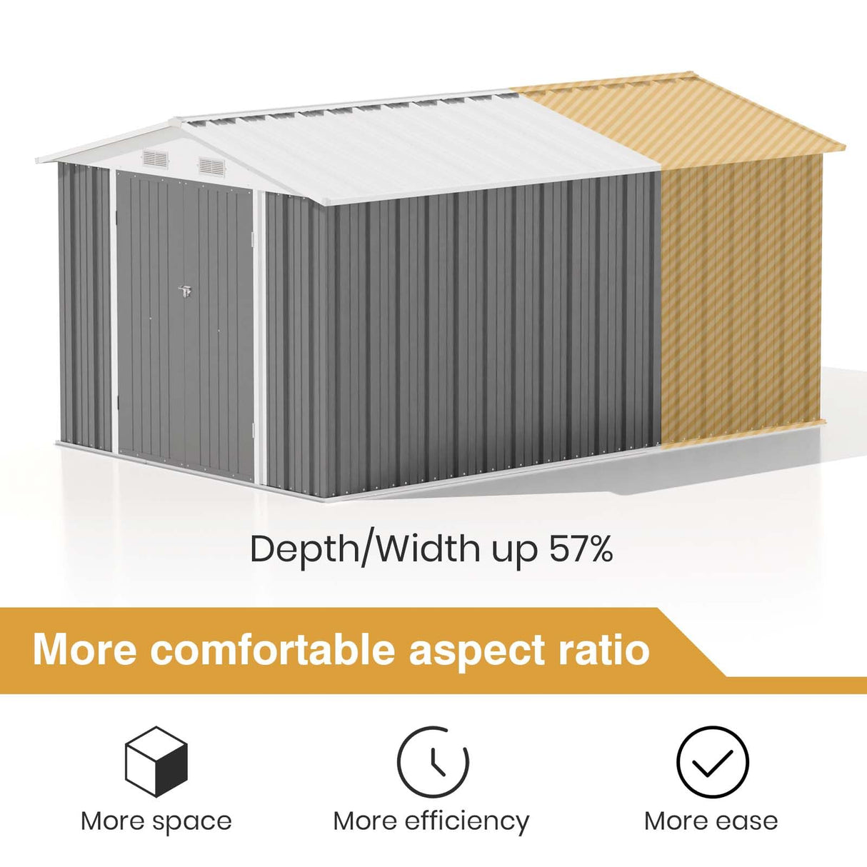 Patiowell 12 x 8 FT Outdoor Storage Shed, Steel Shed Storage House with Design of Lockable Doors, Utility and Tool Storage for Garden, Patio, Backyard, Outside use, Gray Patiowell