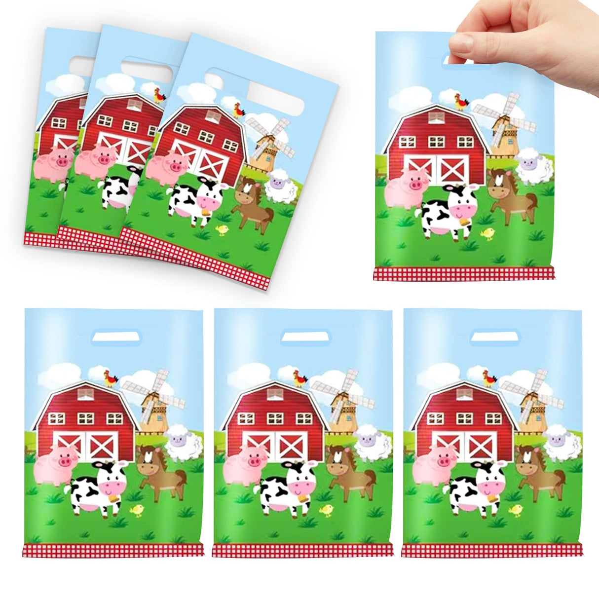 MEMOVAN Farm Party Gift Bags - 30pcs, Farm Party Favors with Plastic Goodies, Candy Treat Snack Bags for Kids, Barnyard Cow Farmhouse Theme Birthday & Baby Shower Decoration MEMOVAN