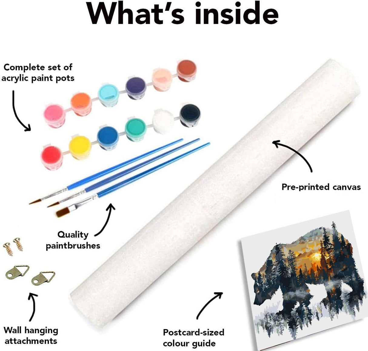 Apcufir Forest Bear Paint by Numbers for Adults,Animals Paint by Numbers on Canvas,DIY Oil Painting by Numbers Kits for Home Wall Decor 16X20 Inch Apcufir