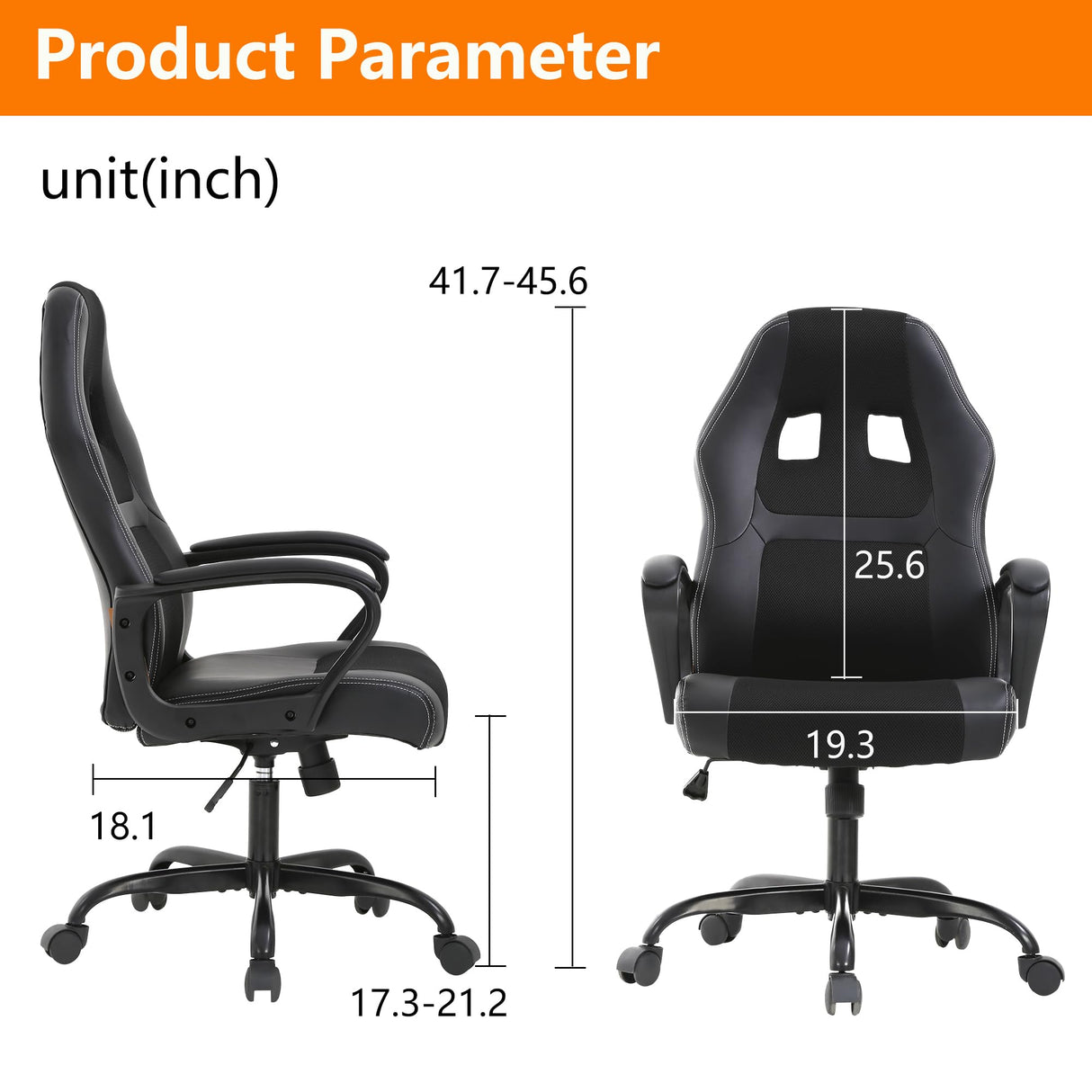 PayLessHere Gaming Chair Ergonomic Office Chair Computer Chair with Lumbar Support Ergonomic Pu Leather Adjustable Height Executive Chair for Women Men and Adults (Classic, Black) PayLessHere
