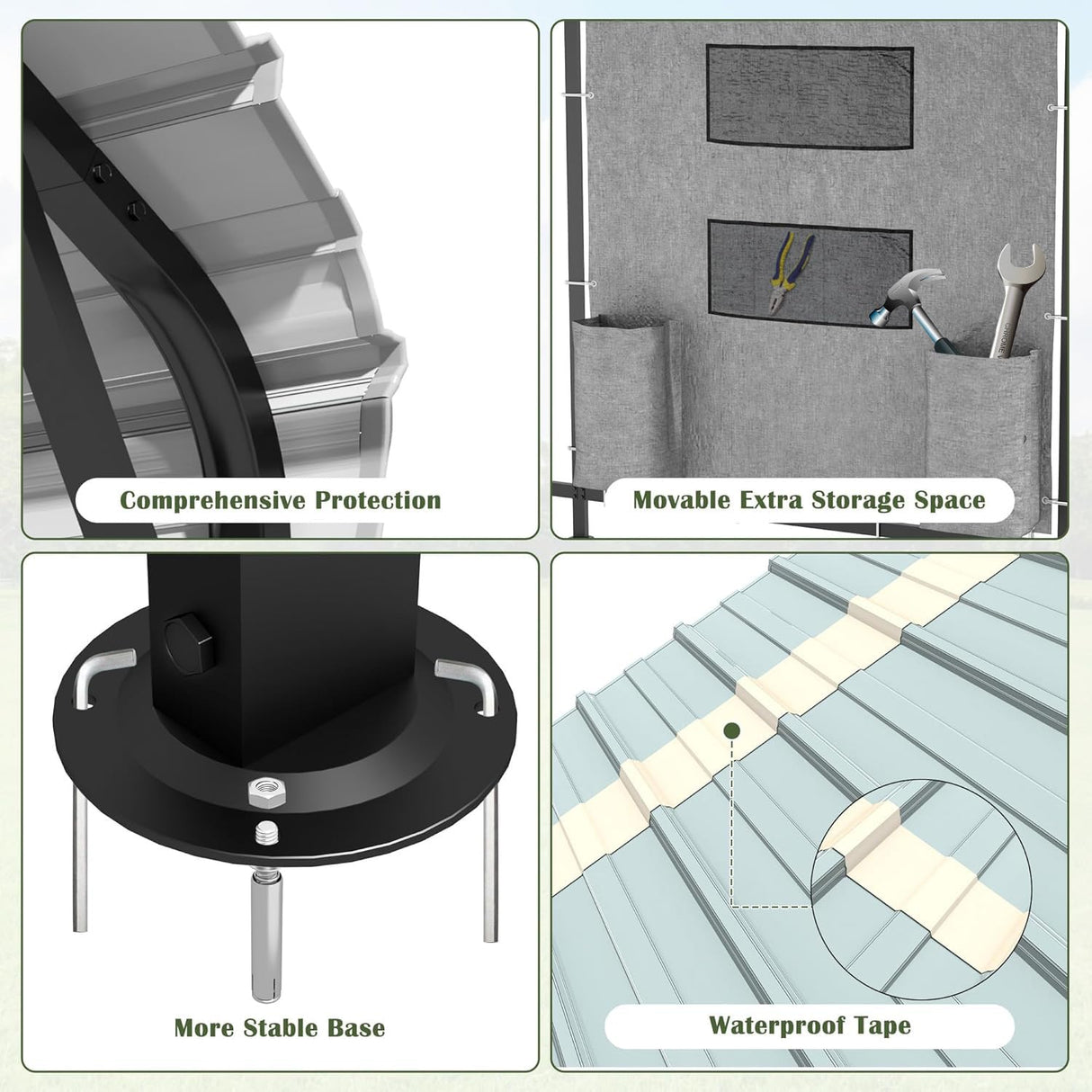 Prime Garden 10'x20'x10' Metal Carport, Heavy Duty Car Port with Enhanced Base Garage, Thickened Outdoor Galvanized Car Shelter for Car, Boats and Truck Prime Garden