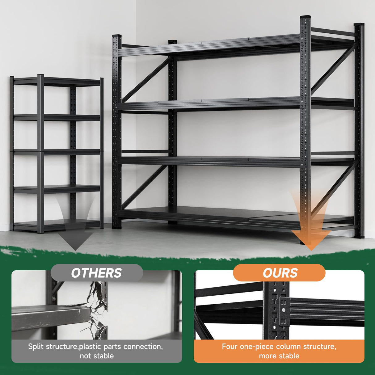 Letaya 71.3" W Metal Storage Shelves,5000LBS Heavy Duty Garage Shelving Units, 4 Tier Adjustable Utility Rack Shelf,Large Industrial Shelves,for Shop,Warehouse,Basement (71.3" W x 24" D x 70" H) Letaya