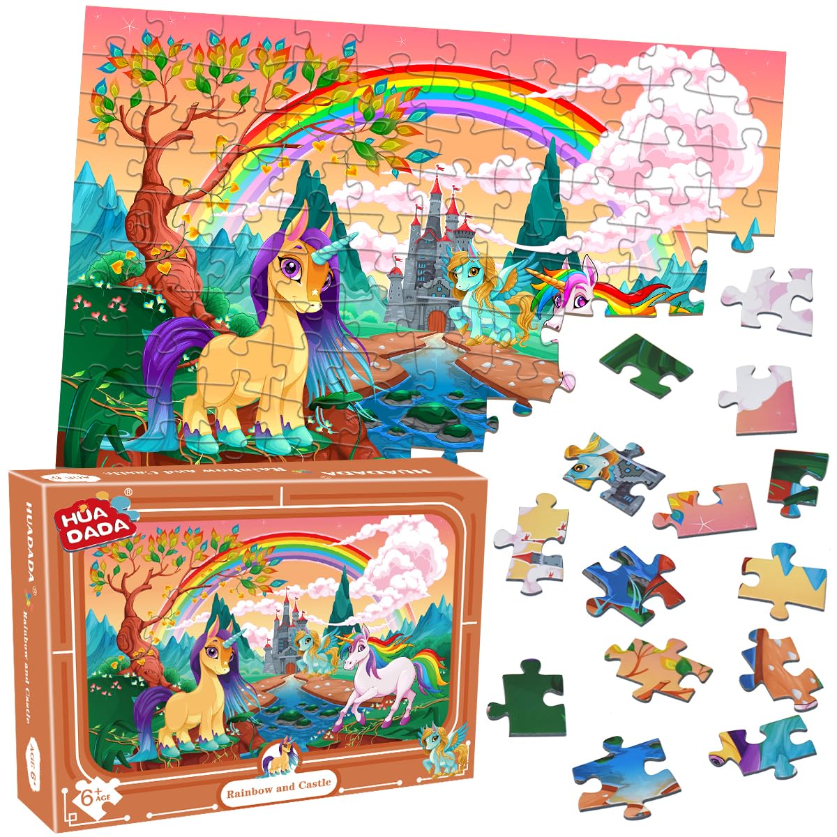 Puzzles for Kids Ages 4-8 100 Piece Puzzles for Kids, Castle 100 Piece Puzzles Children Learning Educational Toys Gifts Gifts Girls Age 4-6, 6-8, 8-10 Years Old (15 "X 10")… HUADADA