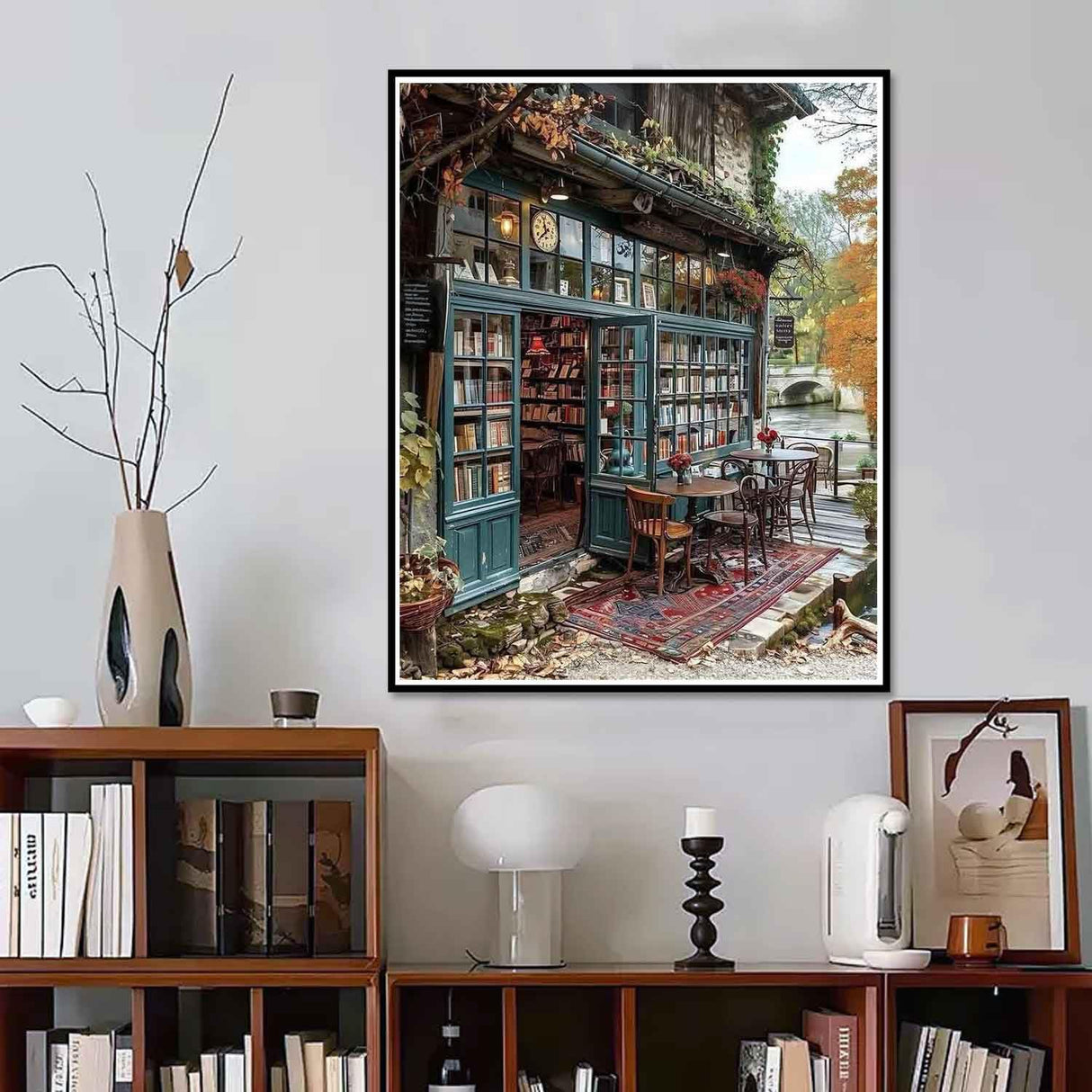 Yunruily Paint by Numbers Adults Bookshop-Paint by Numbers Kits for Adults,Paint by Numbers for Adult Canvas for Gifts Home Wall Decor(16x20inch) Yunruily