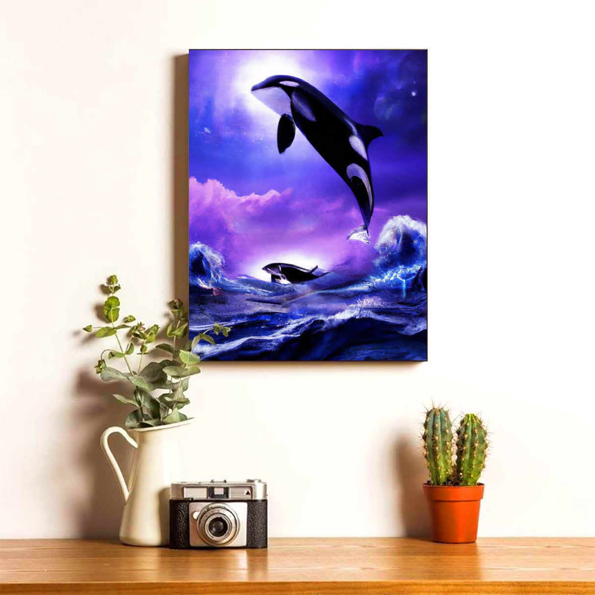 Reofrey DIY Diamond Art Painting Kits for Adults Whale, Diamond Art Animal Full Drill Round Rhinestone, Cross Stitch Embroidery Canvas for Crafts Decor (30x40 cm/ 12x16 inch) Reofrey