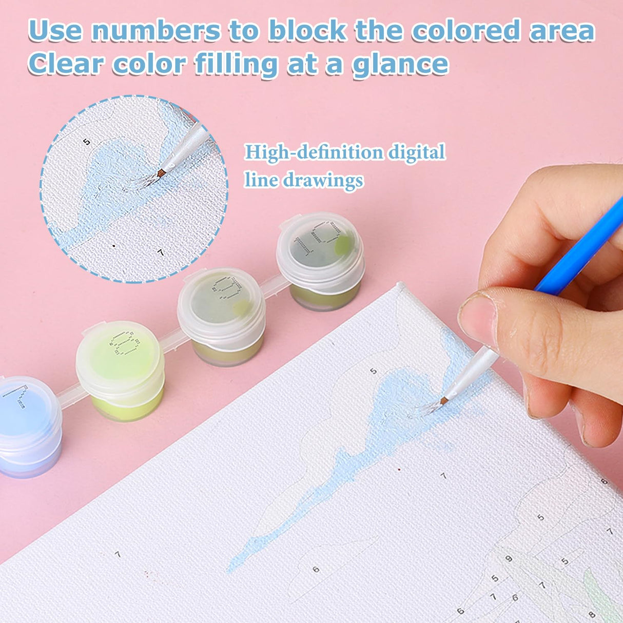 hkejoi 4 Pack Flowers Paint by Numbers Kit for Adults Framed - Small Easy Adult Paint by Numbers Kits, Acrylic Oil Painting Perfect for Home Wall Decor 8X8 Inch hkejoi