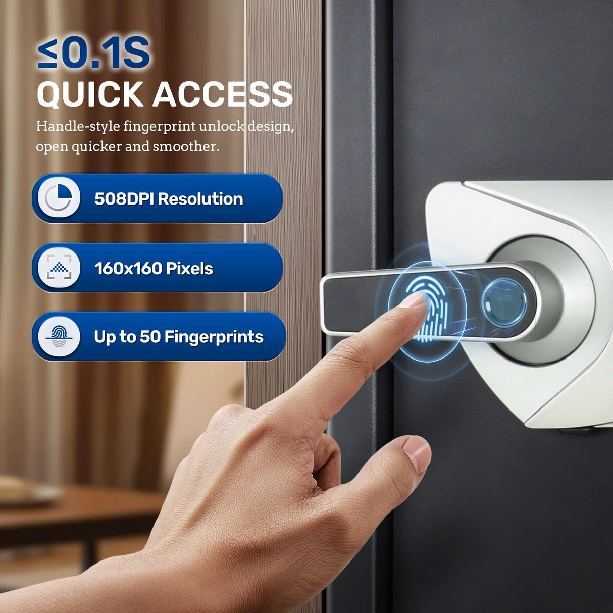 BlackSmith Biometric Handgun Safe 1.8 Cubic Feet Home Safe Quick Access Fingerprint Security Lock Box for Money Firearm Valuables with Dual Alarm System Fireproof Bag and Removable Shelf BlackSmith