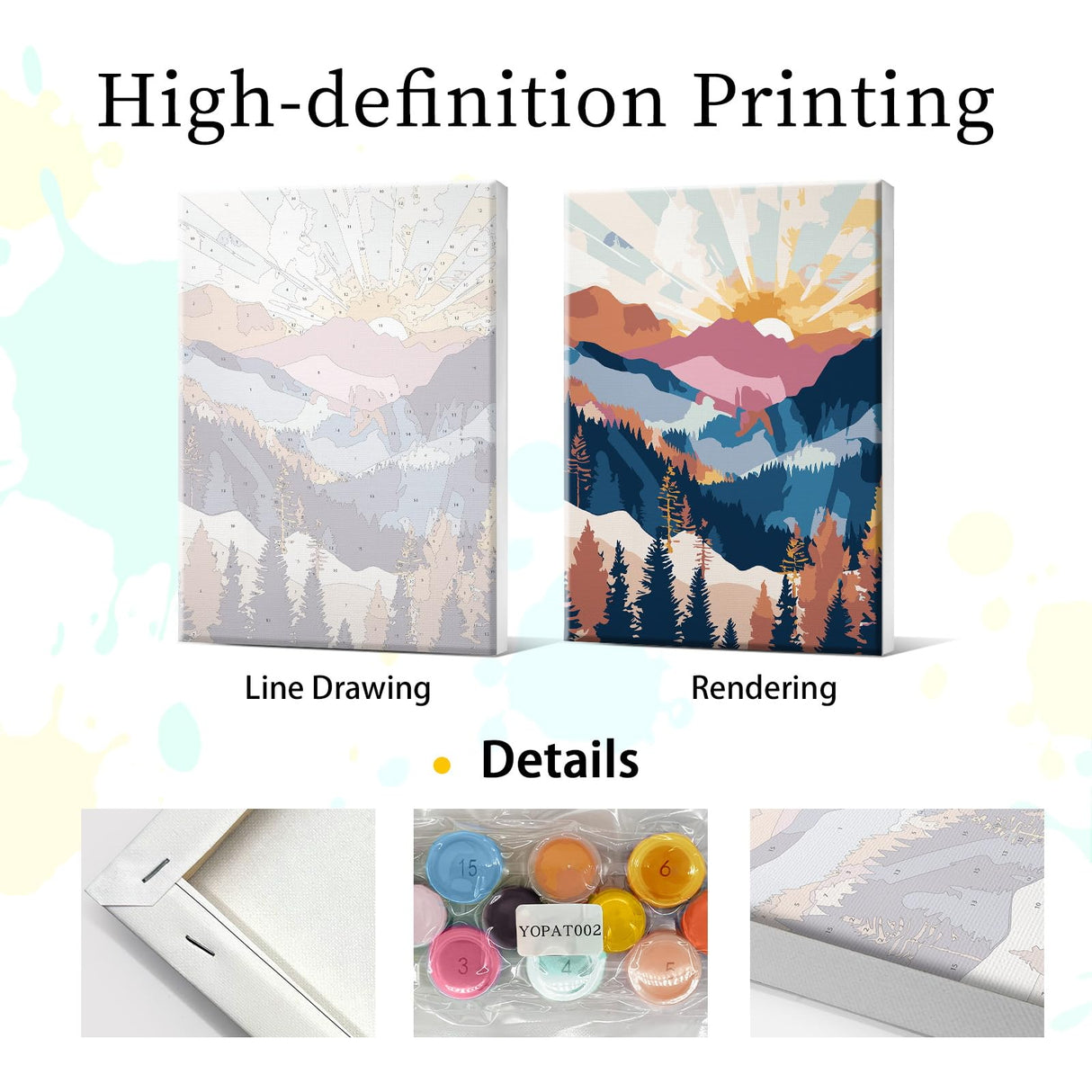 YOYA Framed Paint by Numbers Kit for Adults - Mountain Sunset Adult Paint by Number Kits on Canvas with Easel, DIY Mountain Paint by Number Framed Canvas for Home Wall Decor 8x12 Inch YOYA