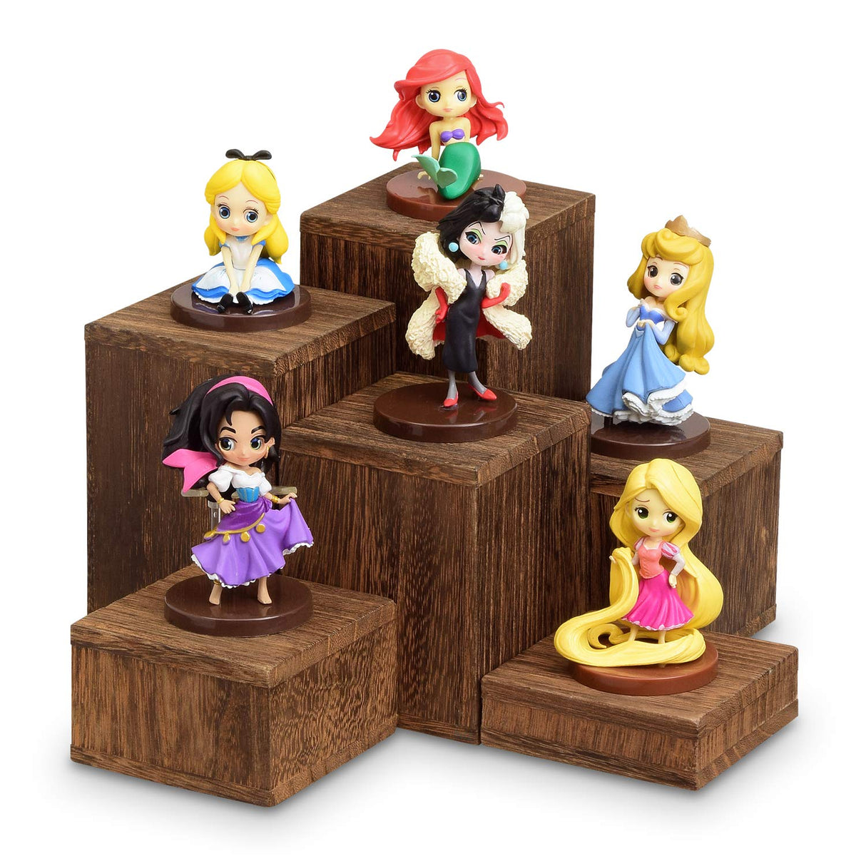 MOOCA Wooden 6 Pcs Square Risers for Display Jewelry and Accessories Display Stand Wooden Display Risers, Wood Jewelry Risers Wood Figurine Display MOOCA